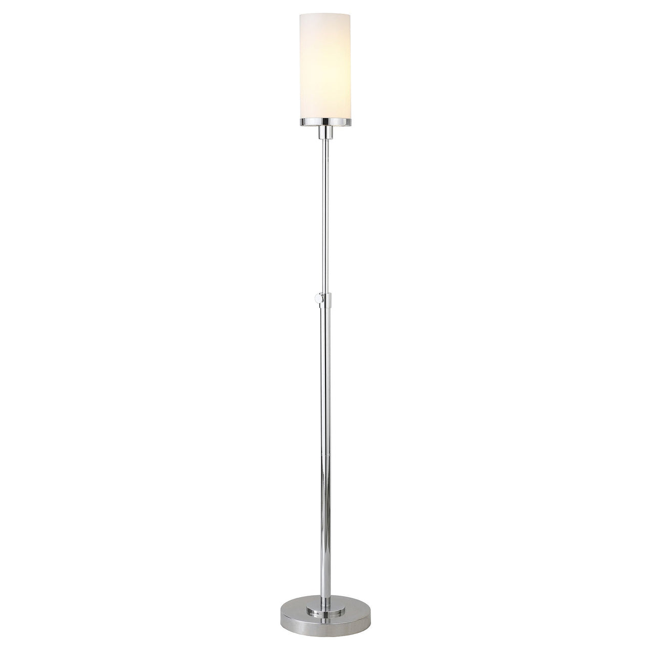 Nickel Torchiere Floor Lamp With White Frosted Glass Drum Shade