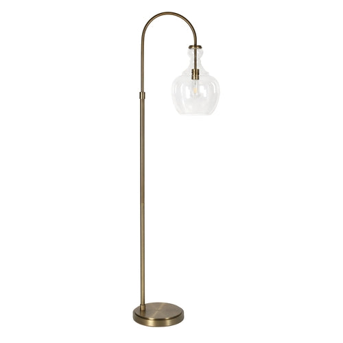 Brass Arched Floor Lamp With Clear Glass Dome Shade