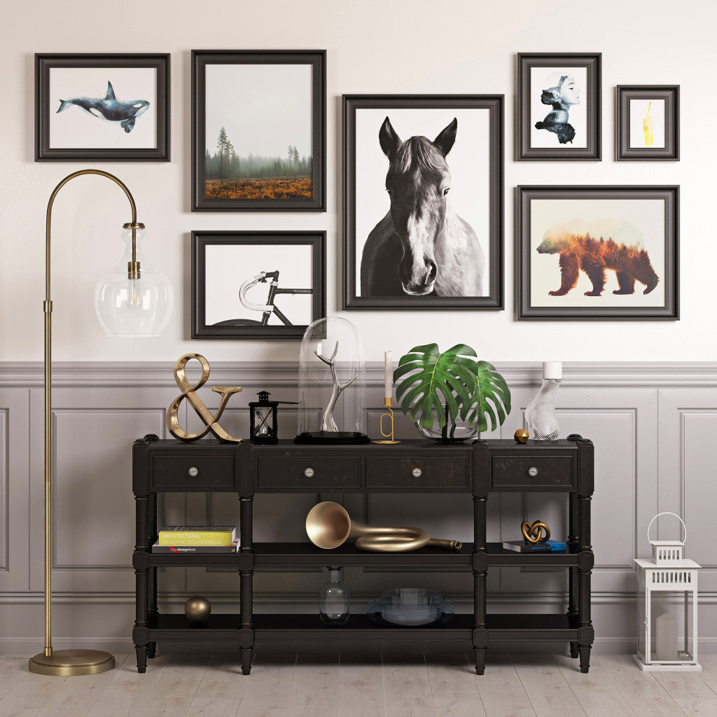 Brass Arched Floor Lamp With Clear Glass Dome Shade