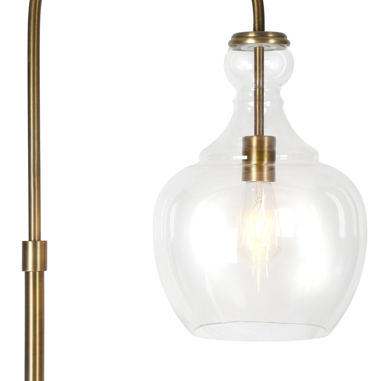 Brass Arched Floor Lamp With Clear Glass Dome Shade