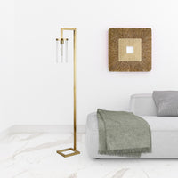 Thumbnail for Brass Reading Floor Lamp With Clear Seeded Glass Drum Shade