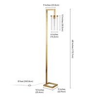 Thumbnail for Brass Reading Floor Lamp With Clear Seeded Glass Drum Shade