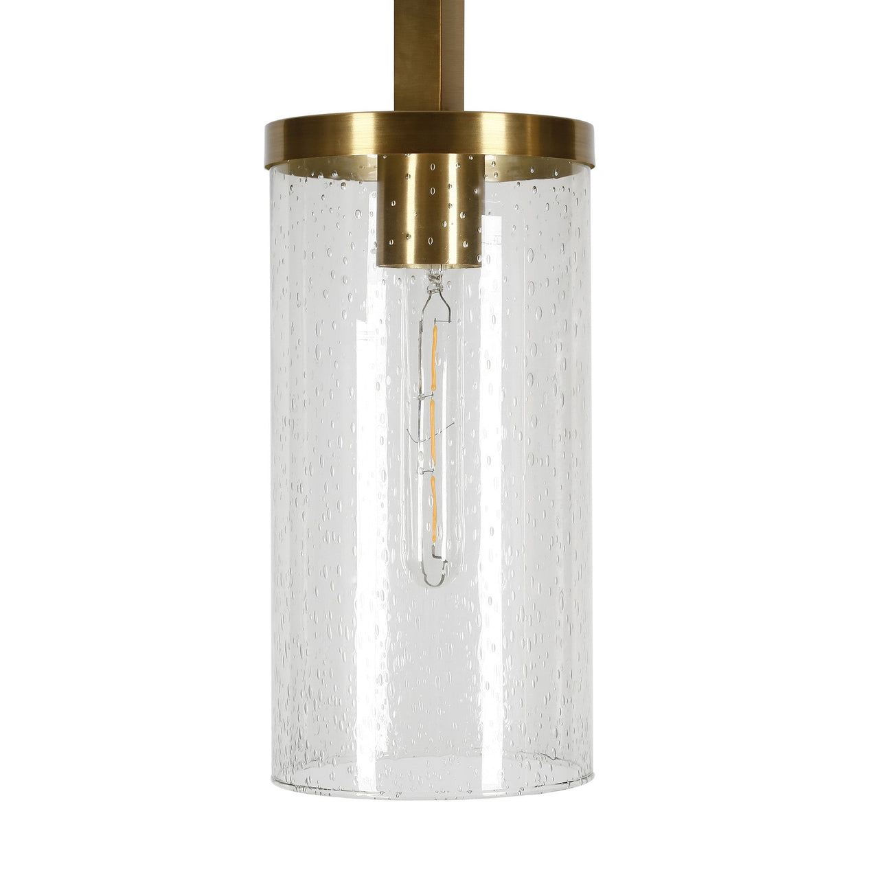 Brass Reading Floor Lamp With Clear Seeded Glass Drum Shade
