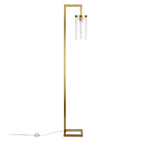 Thumbnail for Brass Reading Floor Lamp With Clear Transparent Glass Drum Shade