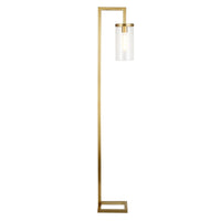 Thumbnail for Brass Reading Floor Lamp With Clear Transparent Glass Drum Shade