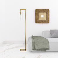 Thumbnail for Brass Reading Floor Lamp With Clear Transparent Glass Drum Shade