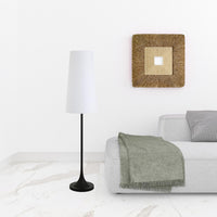 Thumbnail for Black Novelty Floor Lamp With White Frosted Glass Drum Shade
