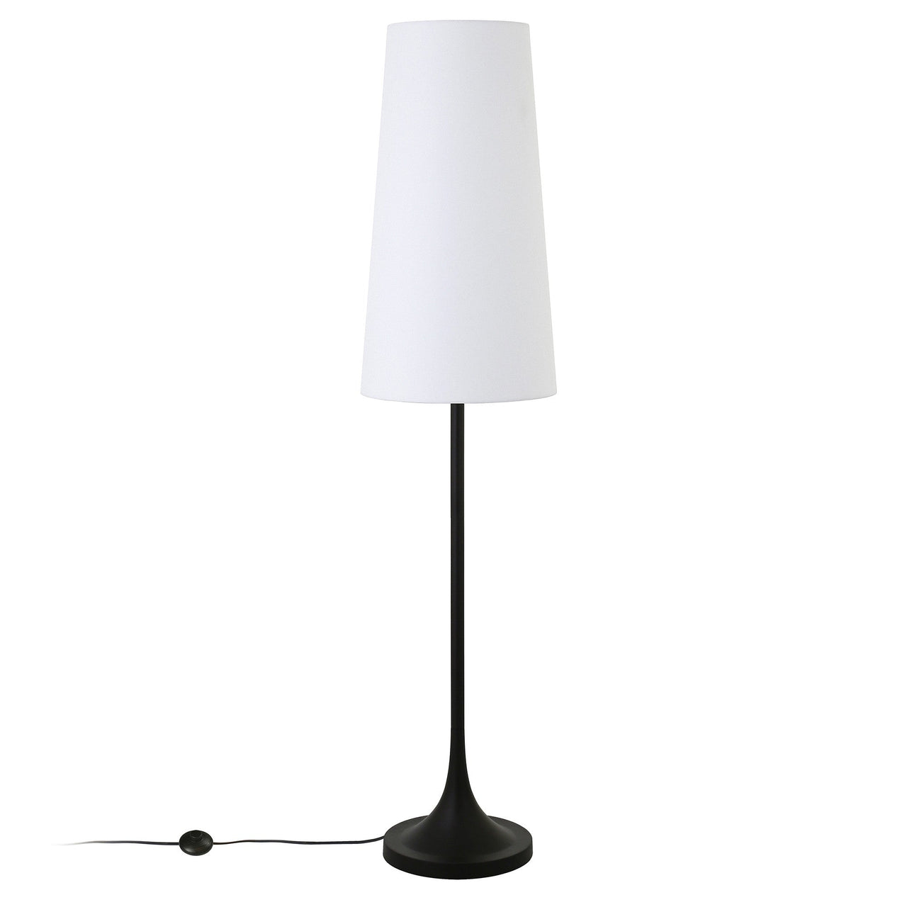 Black Novelty Floor Lamp With White Frosted Glass Drum Shade