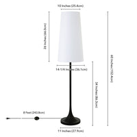 Thumbnail for Black Novelty Floor Lamp With White Frosted Glass Drum Shade
