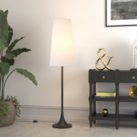 Thumbnail for Black Novelty Floor Lamp With White Frosted Glass Drum Shade