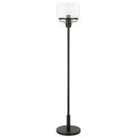 Thumbnail for Black Novelty Floor Lamp With Clear Seeded Glass Globe Shade
