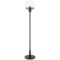 Thumbnail for Black Novelty Floor Lamp With Clear Seeded Glass Globe Shade