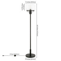 Thumbnail for Black Novelty Floor Lamp With Clear Seeded Glass Globe Shade