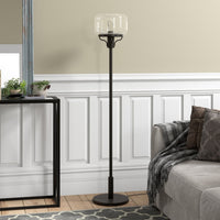 Thumbnail for Black Novelty Floor Lamp With Clear Seeded Glass Globe Shade