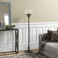 Thumbnail for Black Novelty Floor Lamp With Clear Seeded Glass Globe Shade