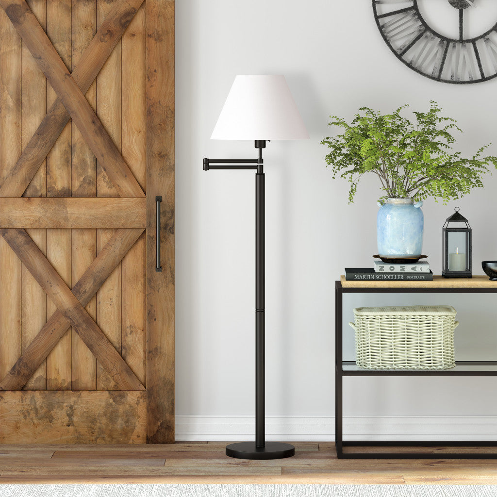 Swing Arm Lamp With White Frosted Glass Empire Shade