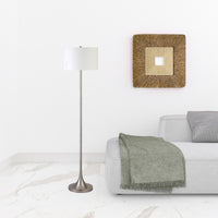 Thumbnail for Nickel Floor Lamp With White Fabric Drum Shade