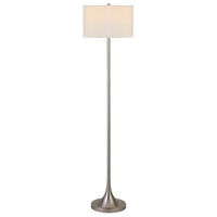Thumbnail for Nickel Floor Lamp With White Fabric Drum Shade
