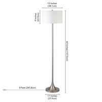 Thumbnail for Nickel Floor Lamp With White Fabric Drum Shade