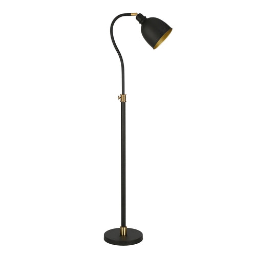 Black Adjustable Arched Floor Lamp With Black Dome Shade