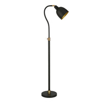 Thumbnail for Black Adjustable Arched Floor Lamp With Black Dome Shade