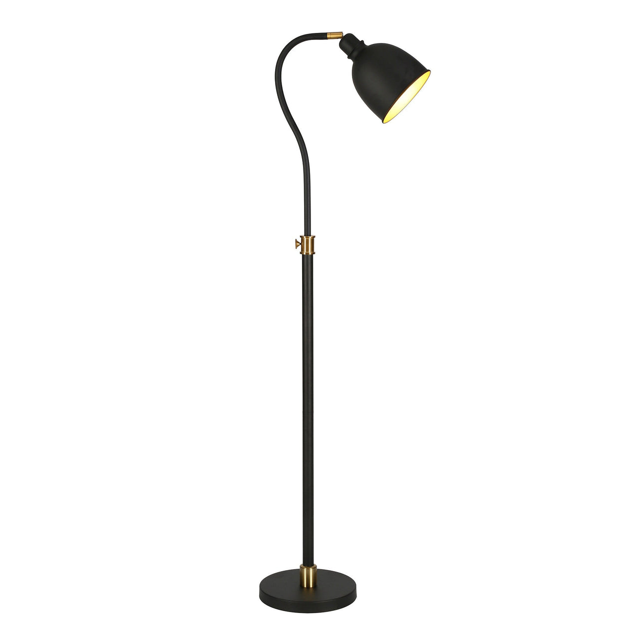 Black Adjustable Arched Floor Lamp With Black Dome Shade