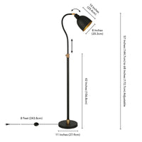 Thumbnail for Black Adjustable Arched Floor Lamp With Black Dome Shade
