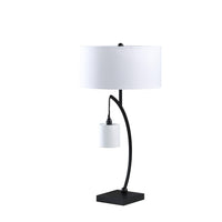 Thumbnail for Black Metal Two Light Arched Table Lamp With White Drum Shade