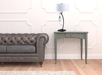 Thumbnail for Black Metal Two Light Arched Table Lamp With White Drum Shade