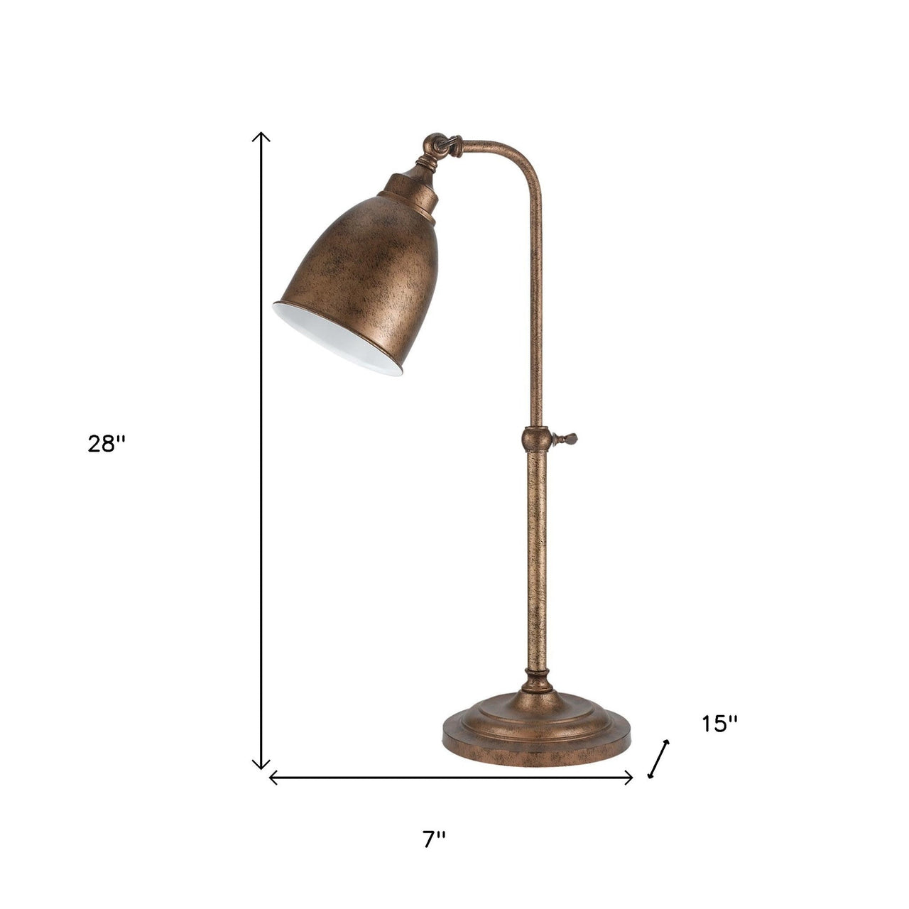 Bronze Metal Adjustable Lantern Table Lamp With Bronze Dome Shade