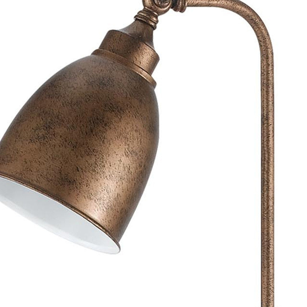 Bronze Metal Adjustable Lantern Table Lamp With Bronze Dome Shade