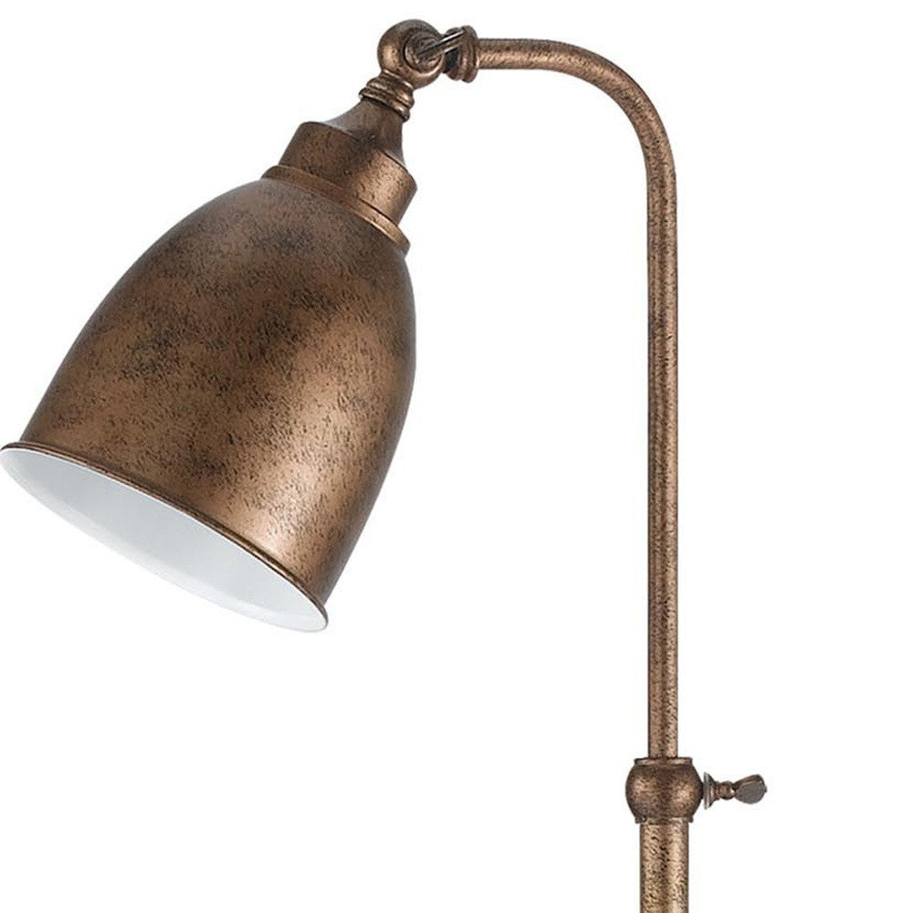 Bronze Metal Adjustable Lantern Table Lamp With Bronze Dome Shade