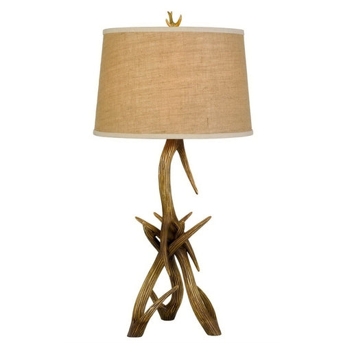 Brown Antlers Table Lamp With Brown Empire Shade
