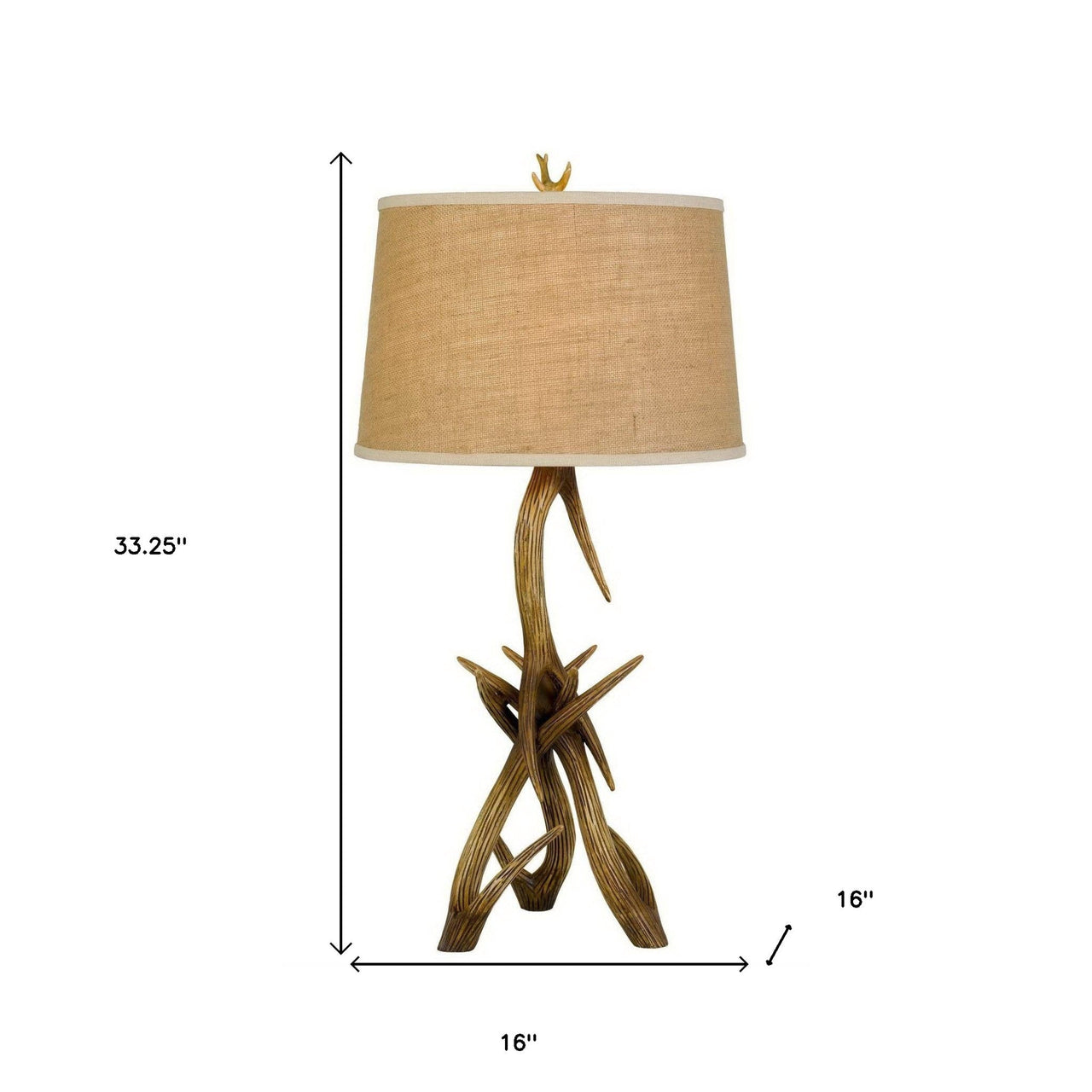 Brown Antlers Table Lamp With Brown Empire Shade