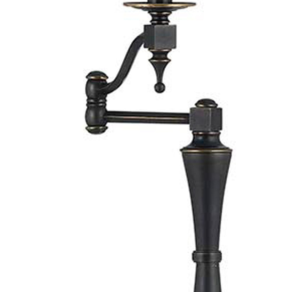 Swing Arm Floor Lamp With Brown Square Shade