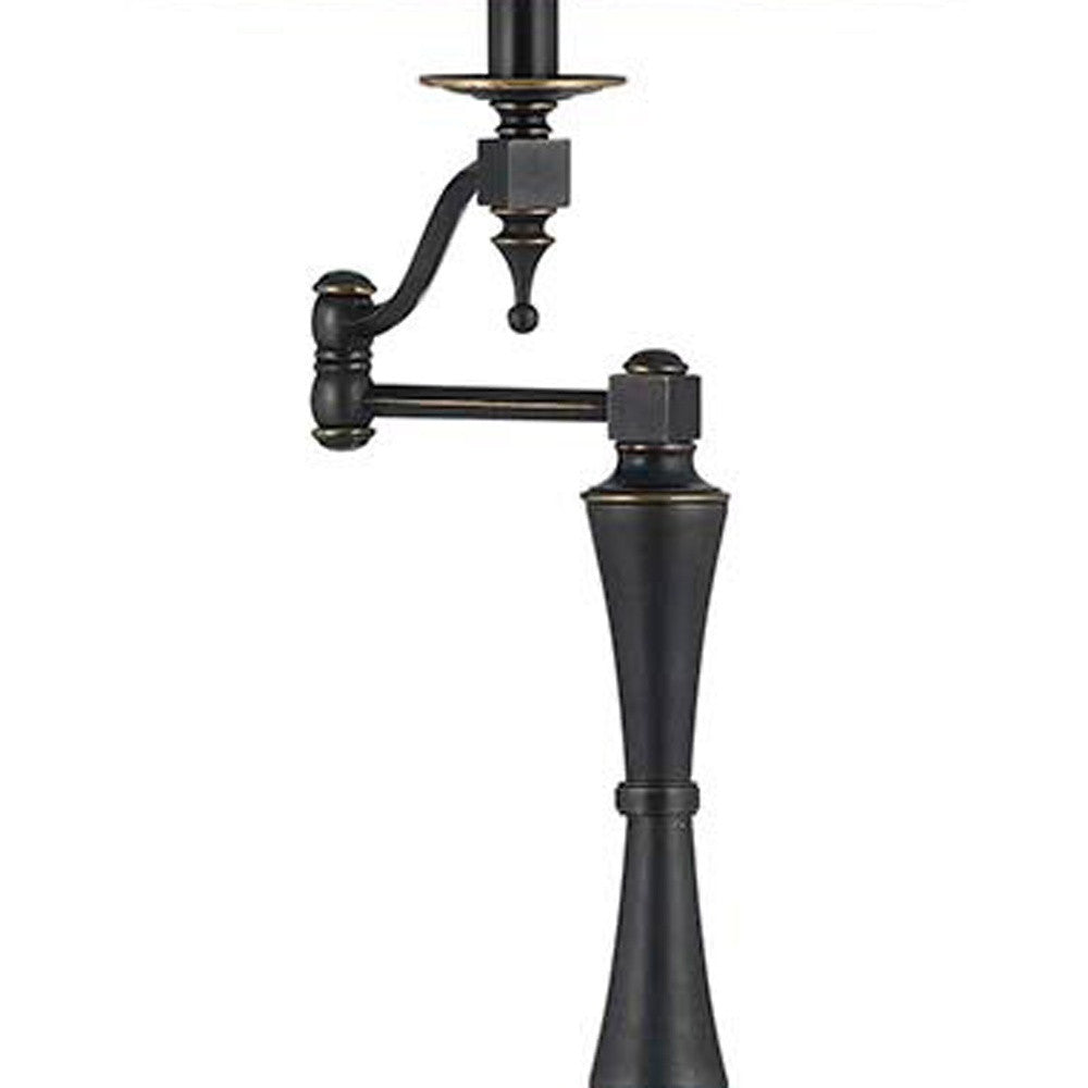 Swing Arm Floor Lamp With Brown Square Shade