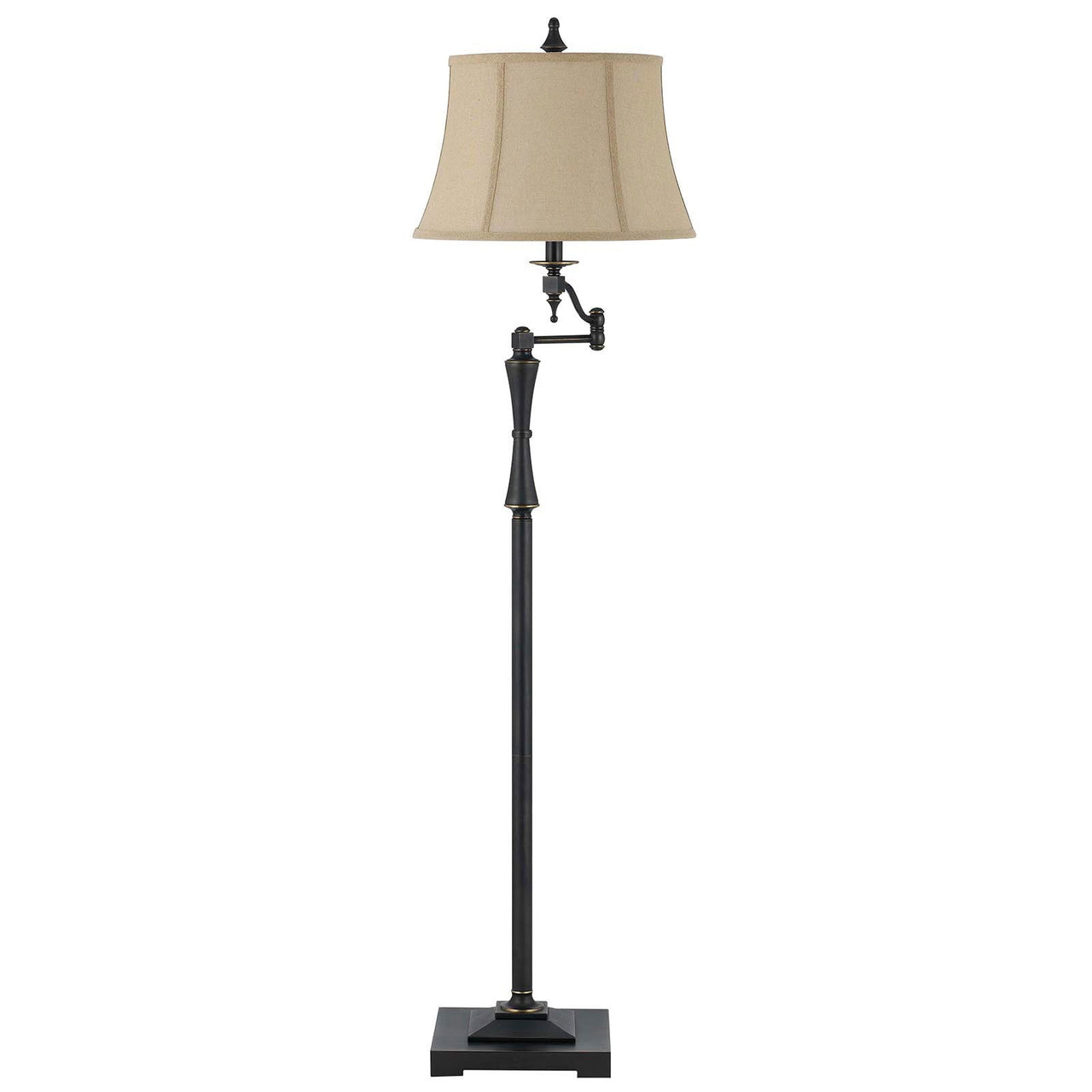 Swing Arm Floor Lamp With Brown Square Shade