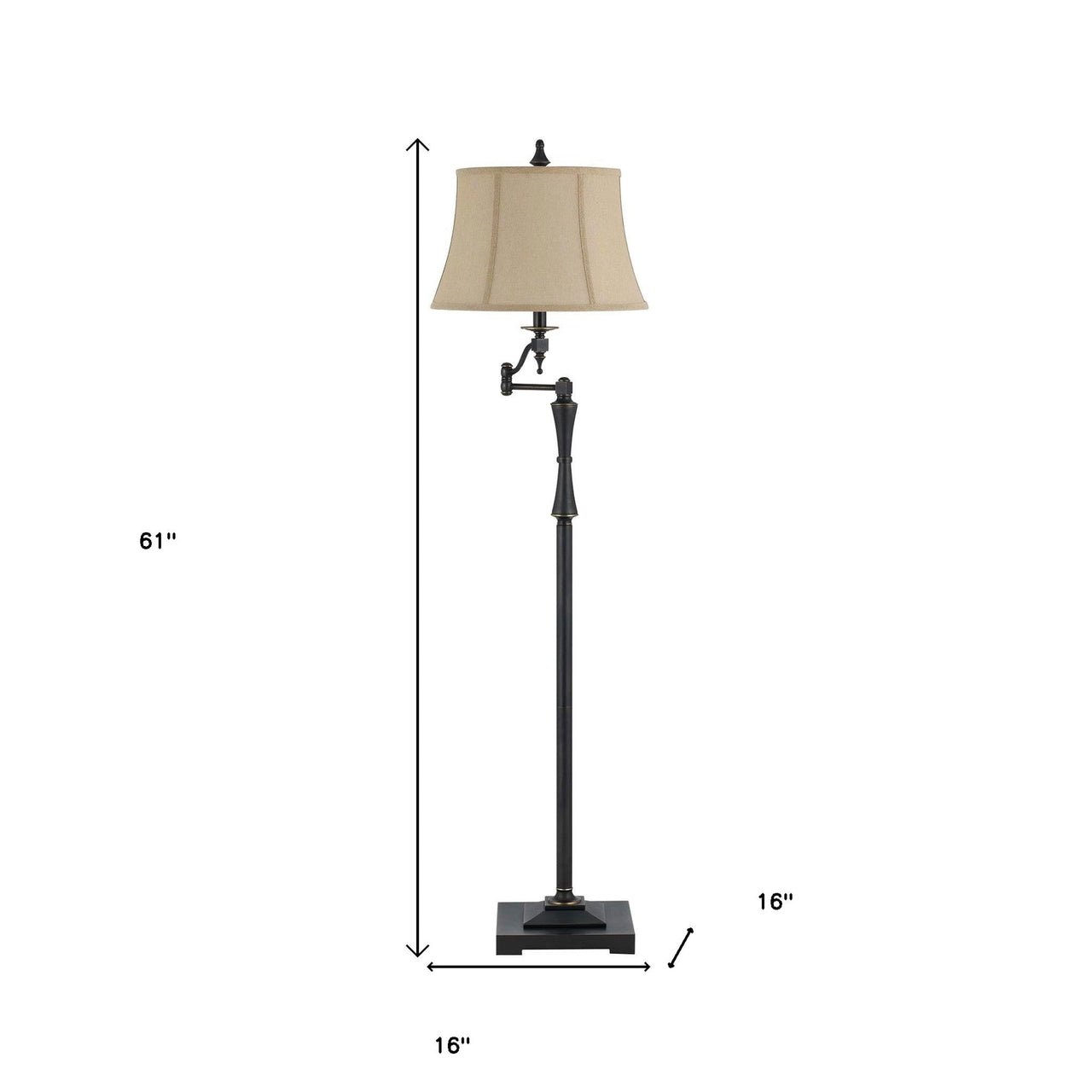 Swing Arm Floor Lamp With Brown Square Shade