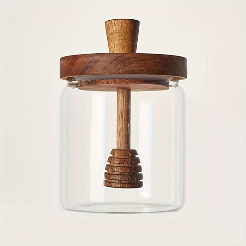 Glass Honey Jar with Wooden Stick