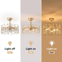Thumbnail for Gold Caged Ceiling Fan with Light
