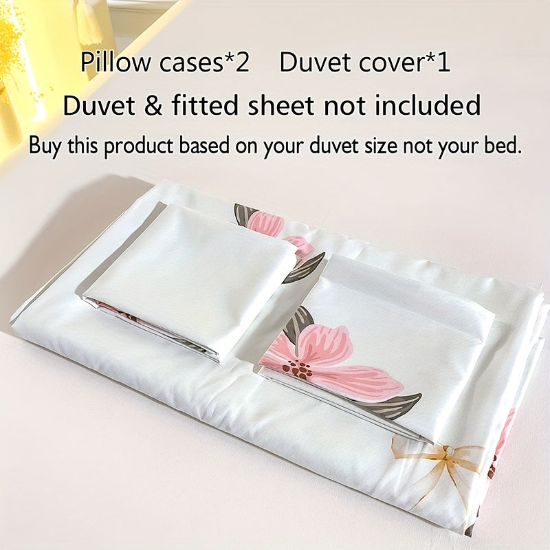 3Piece Pastoral Floral Duvet Cover Set