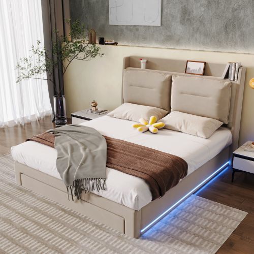 Upholstered King Size Hydraulic Bed