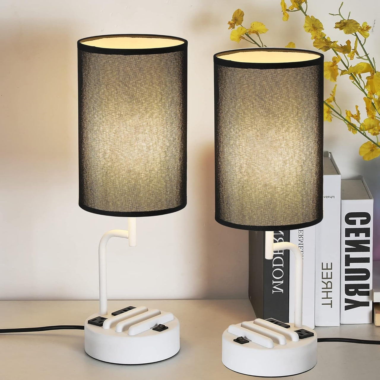Table Lamp with 3 USB Charging Ports with AC Outlet
