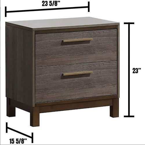 Contemporary 1pc Nightstand Two Tone Antique Gray Bedroom Furniture Nightstand