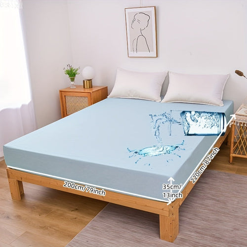 Blue Waterproof Soft Brushed Fitted Sheet