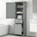 Tall Freestanding Storage Cabinet With Two Different Size Drawers And Adjustable Shelf