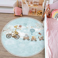 Animals Patterned Kids Room Round Rug,