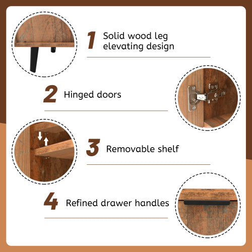 Cabinet With Adjustable Shelves with Three Drawers