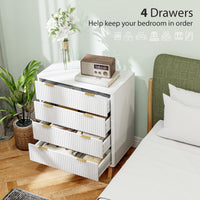 Thumbnail for 4 Drawer Fluted Chest Of Drawers With Gold Finger Pulls And 4 Wood Legs