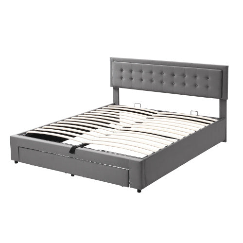 Upholstered Bed King Size Bed With Slats And Headboard, Without Mattress